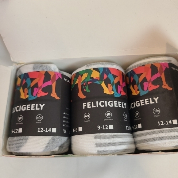 Felicigeely Other - NEW Felicigeely Crew Socks 6 Pair Cushioned Athletic Socks Men Sz 9-12